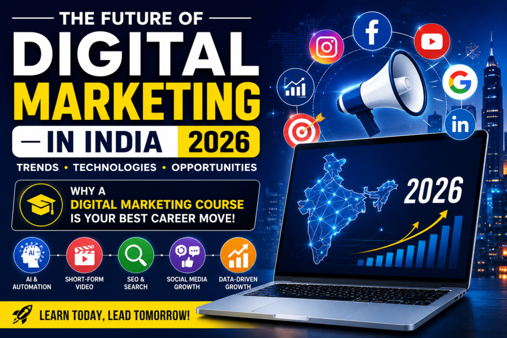 “Future of digital marketing in India in 2026 with AI, SEO, social media, data-driven growth and digital marketing course”