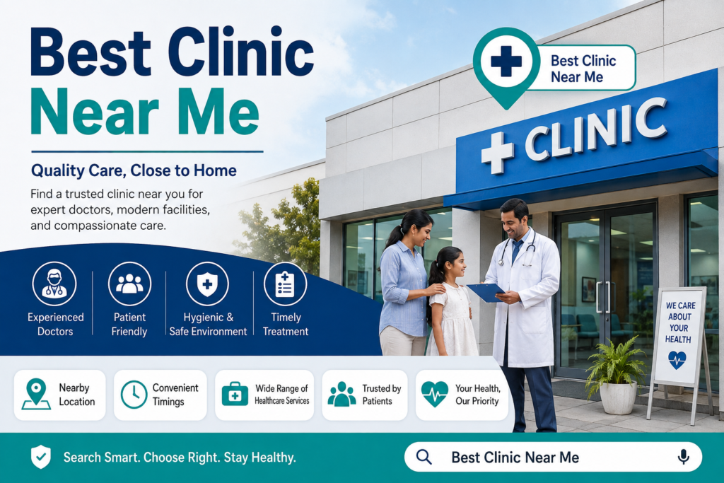 Best Clinic Near Me – Trusted healthcare clinic with experienced doctors, modern facilities, hygienic environment, convenient timings, and patient-friendly care.